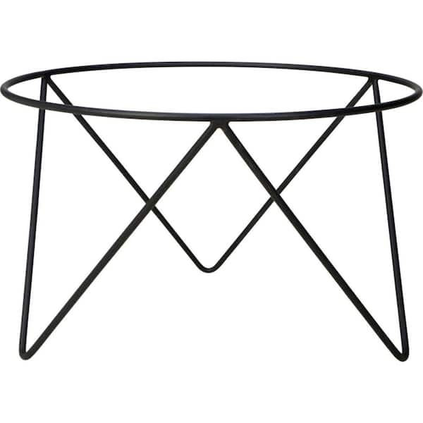 1-Tier Indoor/Outdoor Metal Plant Stand Round - Black (10 in. W x 13.5 in. H)