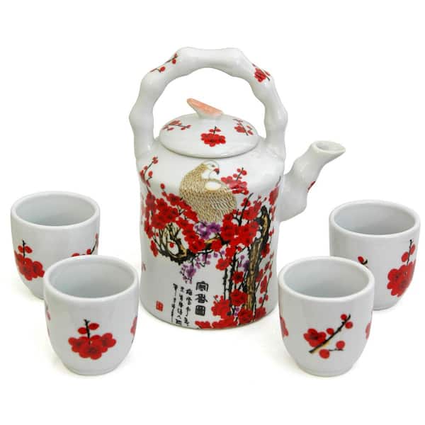 Oriental Furniture Oriental Furniture Cherry Blossom Porcelain Tea Set