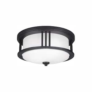 Crowell Black 2-Light Outdoor Flush Mount with LED Bulbs