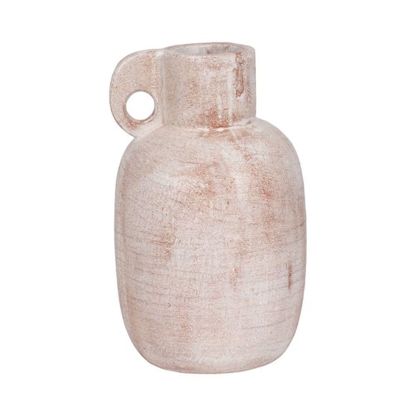 15 in. Ivory Terracotta Modern Jug Decorative Vase