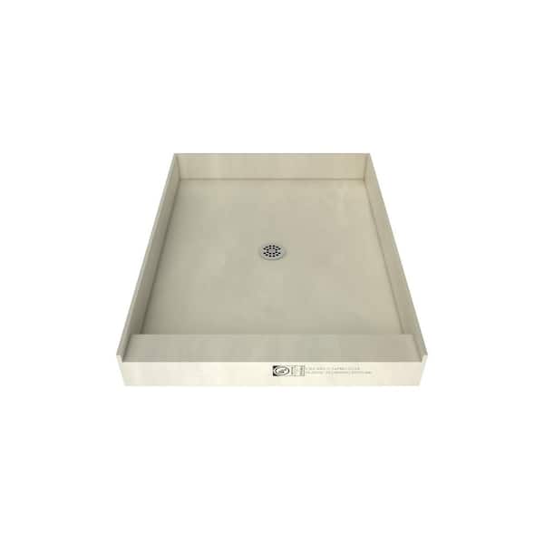 Tile Redi Redi Base 37 in. L x 48 in. W Alcove Single Threshold Shower Pan Base with Center Drain in Polished Chrome