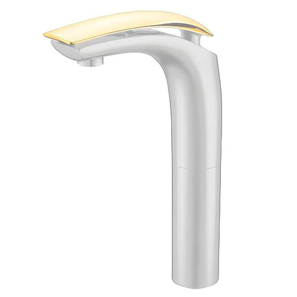 HOMLUX Single Hole Single Handle Vessel Sink Faucet with Drain Kit Included in Matte White White