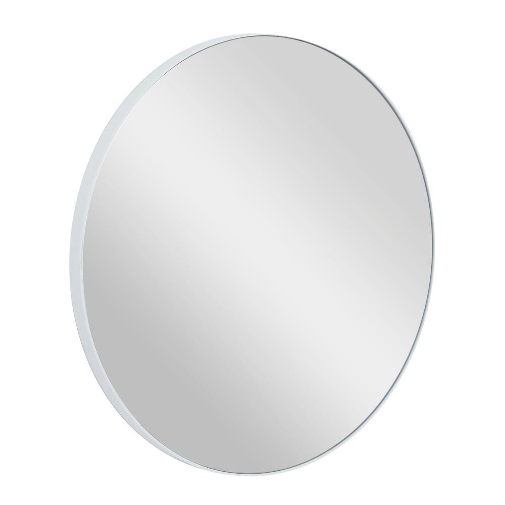 30" Sleek Black Wood Round Wall Mirror
