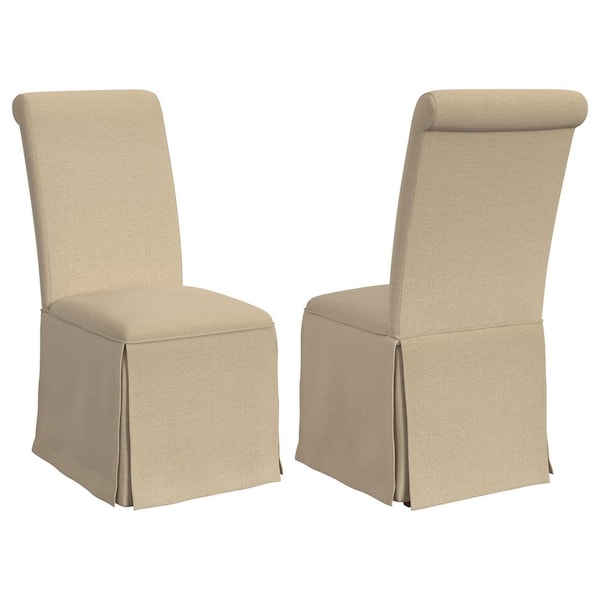Shawna Light Khaki Fabric Fully Skirted Parson Dining Side Chair (Set of 2)
