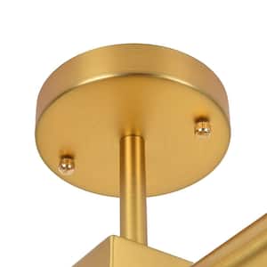 Ceder 35.43 in. 6-Light Aged Brass Sputnik Semi-Flush Mount with Frosted Opal Glass Shade