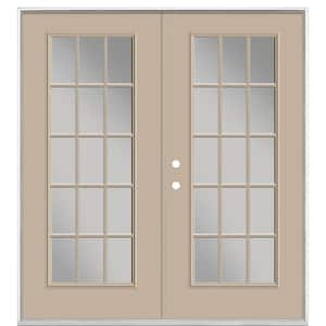 Masonite 72 in. x 80 in. Willow Wood Steel Prehung Right-Hand Inswing 10-Lite Clear Glass Patio Door Without Brickmold