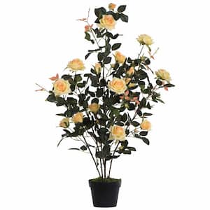 45 in. Artificial Yellow Rose Plant in Pot.