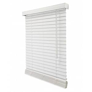 Basic Collection Pre-Cut White Cordless Room Darkening Fauxwood Blind with 2 in. Slats 12 in. W x 72 in. L
