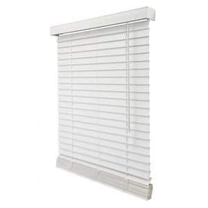 Basic Collection Pre-Cut White Cordless Room Darkening Faux Wood Blinds with 2 in. Slats 20 in. W x 84 in. L