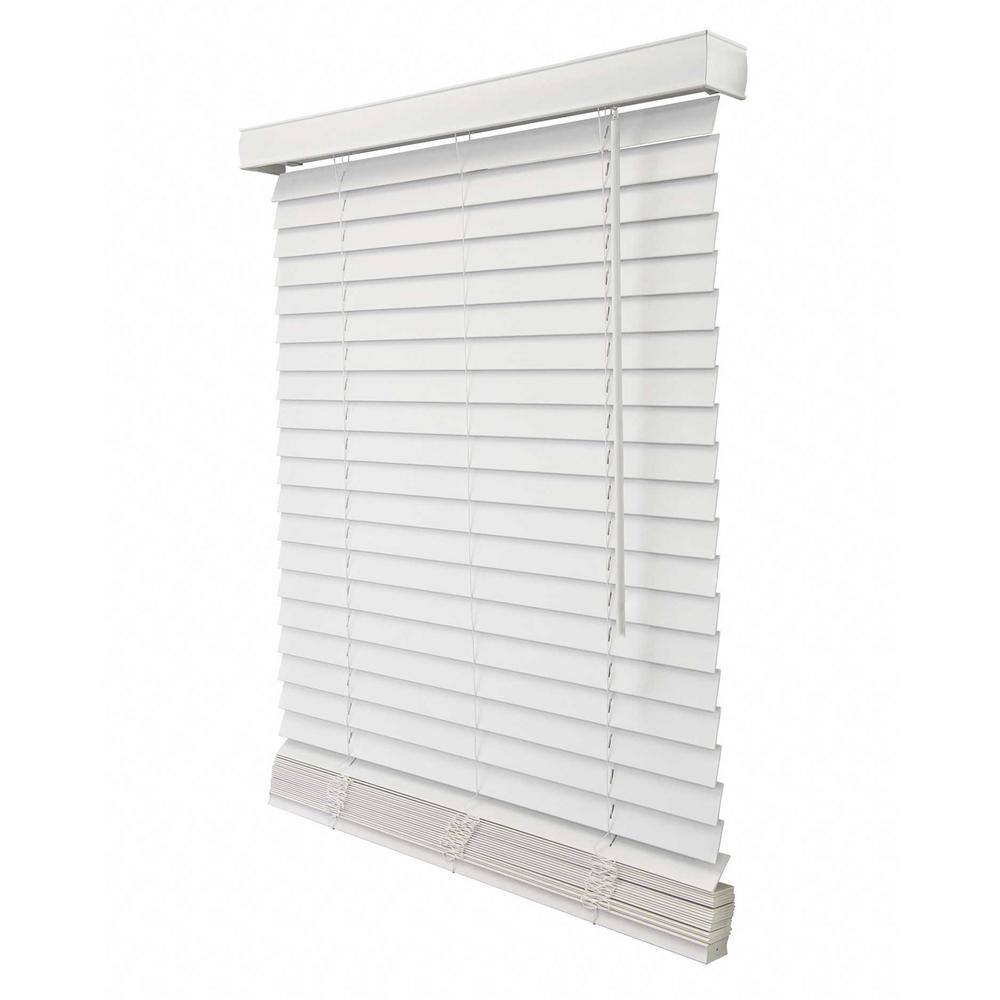 Basic Collection Pre-Cut White Cordless Room Darkening Fauxwood Blind with 2 in. Slats 31 in. W x 60 in. L