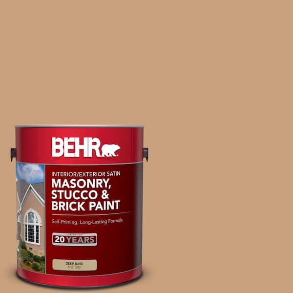 BEHR 1 gal. #270F-4 Peanut Butter Satin Interior/Exterior Masonry, Stucco and Brick Paint
