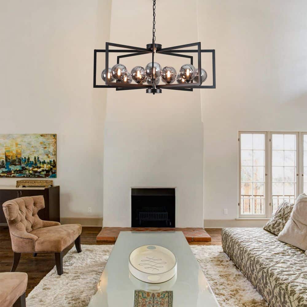 12-Light Black Modern Farmhouse Chandelier for Kitchen Island with No Bulbs Included price history on PriceWatchPro