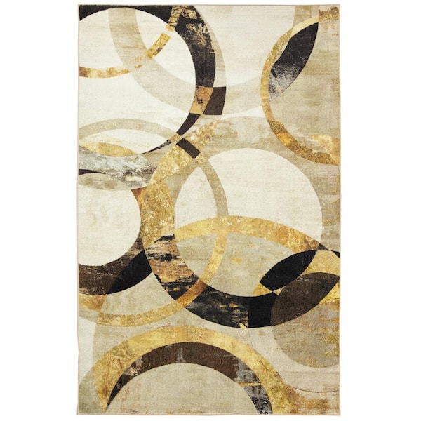 Mohawk Home Mirrored Rings Gold 8 ft. x 10 ft. Geometric Area Rug