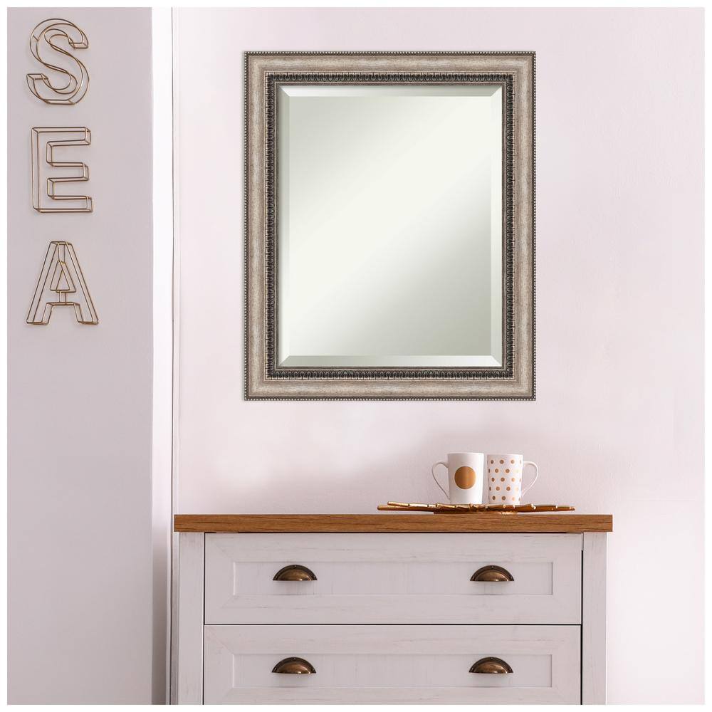 Lyla Ornate Silver and Bronze Rectangular Bathroom Vanity Mirror