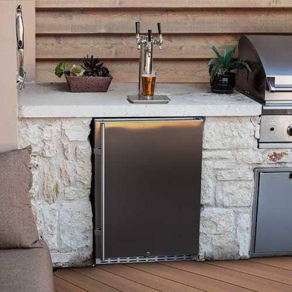 EdgeStar 24" Stainless Steel Triple Tap Outdoor Kegerator with Locking Door