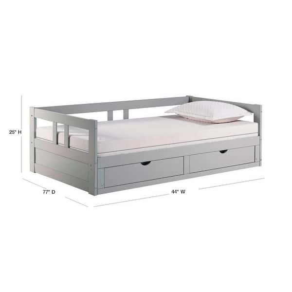 Alaterre Furniture Melody Dove Gray, Twin To King Bed Frame