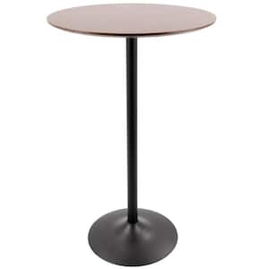 Pebble Black Metal and Walnut Wood Adjustable Pedestal Bar or Dining Table Seats 2