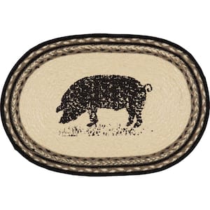 Sawyer Mill Pig 12 in. W x 18 in. L Beige/Cream Bleached White Asphalt Grey Taupe Jute Oval Placemat (Set of 6)