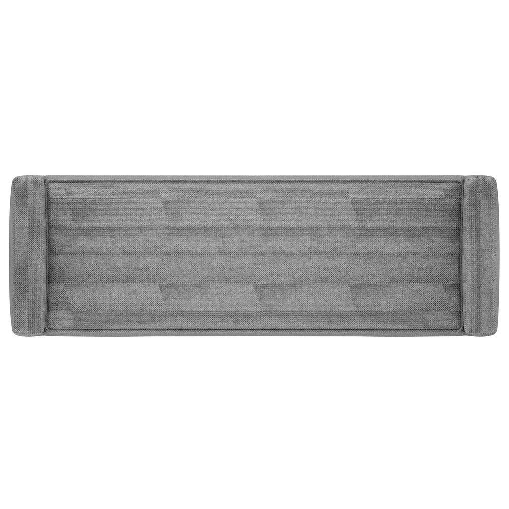 Pewter Grey Linen Upholstered Ottoman Bench with Raised Sides