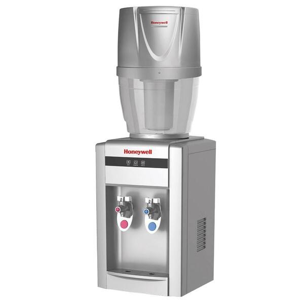 Honeywell Tabletop Top-Loading Hot/Cold Water Dispenser with 4 Gal. Filtration System in Silver