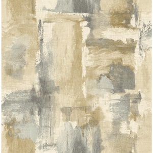 56 sq. ft. Golden Dusk Dry Brush Faux Paper Unpasted Wallpaper Roll