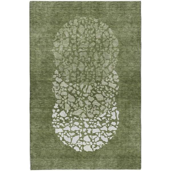 Dream Shag Premium Machine Washable Abstract ADS643 Olive 5 ft. x 7 ft. 6 in. Area Rug