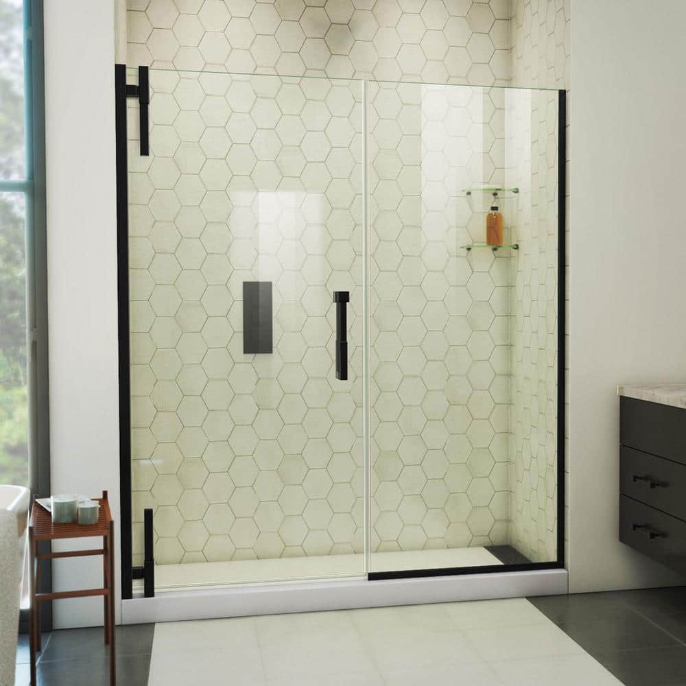 Ascend 72" Frameless Pivot Shower Door in Black and Glass