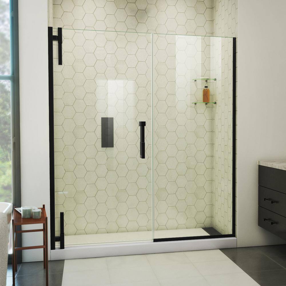 Ascend 65" Matte Black Frameless Pivot Shower Door with Clear Glass