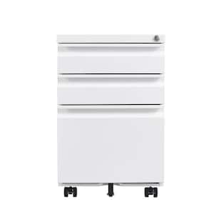 17.71 in. W x 15.35 in. D x 23.62 in. H Mobile Linen Cabinet with 3-Drawers and 5-Wheels in White