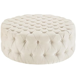 Beige Amour Upholstered Fabric Ottoman