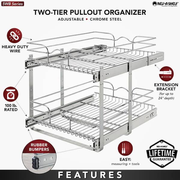 Rev-A-Shelf Two-Tier Pull-Out Baskets 20.75-in W x 19-in H 2-Tier Cabinet-mount  Metal Soft Close Pull-out Sliding Basket Kit in the Cabinet Organizers  department at