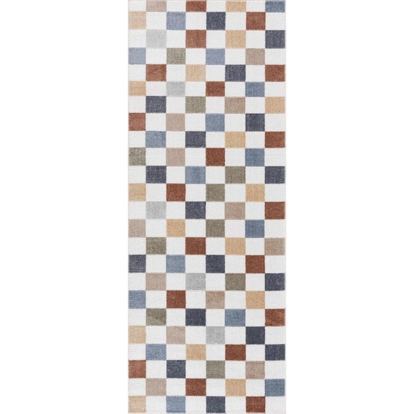 HAUTELOOM Alia 3 ft. x 10 ft. Off White/Blue/Tan Area Rug