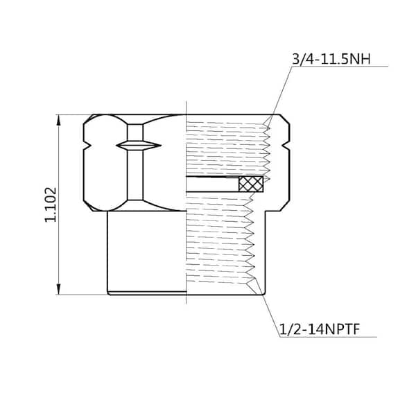 3/4 in. FHT x 1/2 in. FIP Brass Adapter Fitting