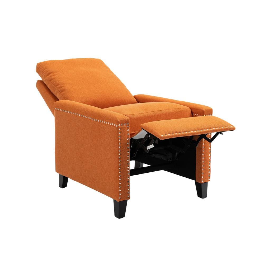HOMEFUN Modern Orange Velvet Comfortable Upholstered Wingback Recliner