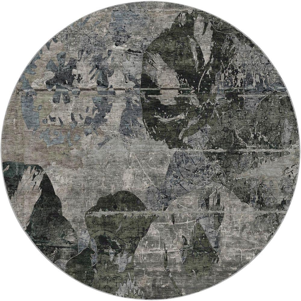 Dream Shag Premium Machine Washable Abstract ADS555 Gray 8 ft. x 8 ft. Round Rug price history on PriceWatchPro