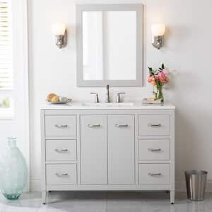 Marrett 48 in. W x 19 in. D x 35 in. H Single Sink Freestanding Bath Vanity in Light Gray with White Cultured Marble Top