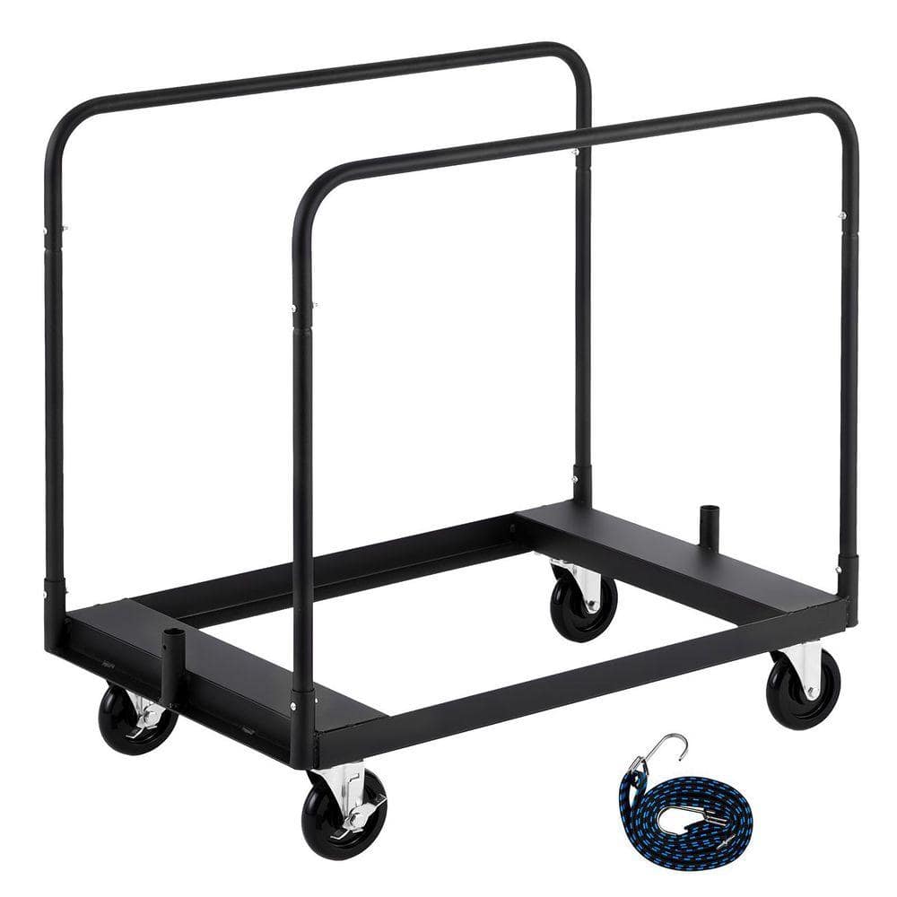 Heavy-Duty Drywall Cart Dolly, 1800 lbs. Load Capacity, Steel Panel Truck, 5 in. Swivel Wheels, Includes Tie-Down Strap