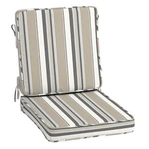 ProFoam 20 in. x 20 in. Outdoor High Back Chair Cushion in Taupe Grey Linen Stripe