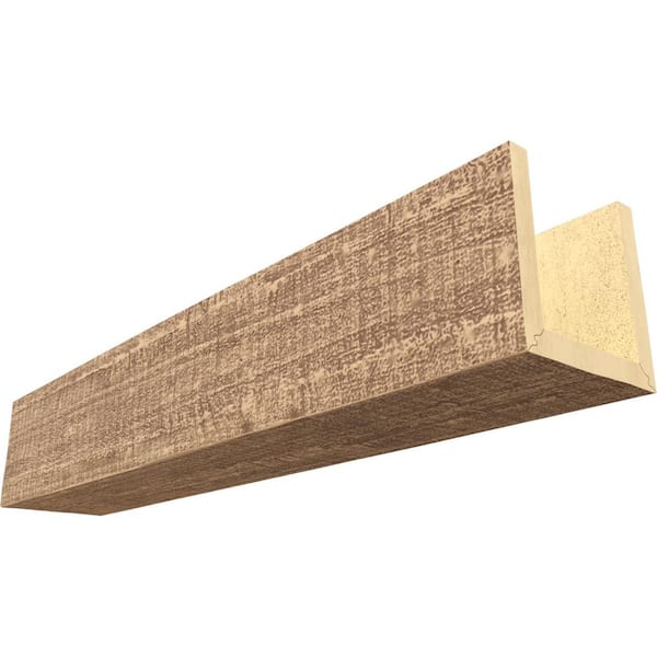 Ekena Millwork Endurathane 8 in. H x 8 in. W x 12 ft. L Rough Cedar Buttercream Faux Wood Beam