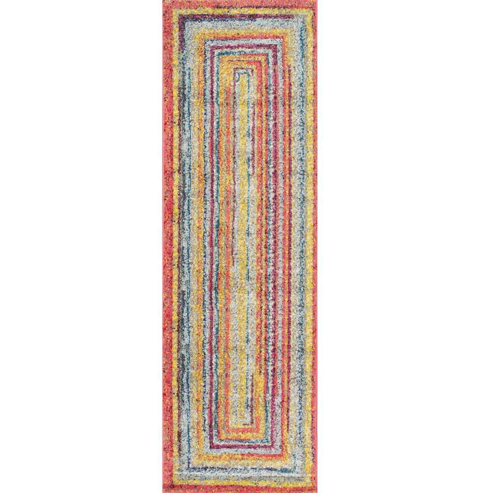 Reversible Multicolor Synthetic Indoor Runner Rug 31" x 8"
