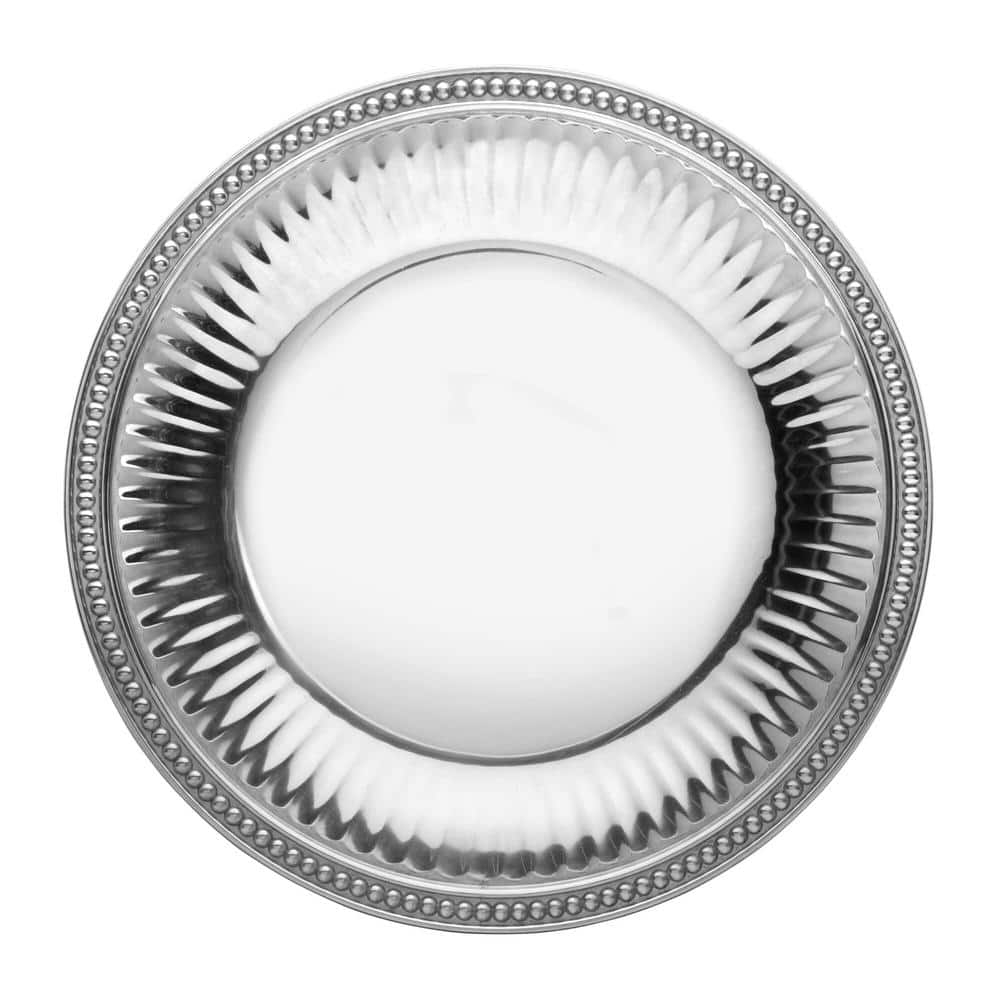 UPC 019328034666 product image for Flutes and Pearls Medium Round Serving Tray, 13.5 in., Silver | upcitemdb.com