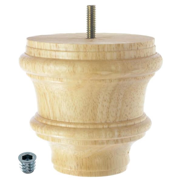 American Pro Decor 4 in. x 4-1/4 in. Unfinished Solid Hardwood Round Bun Foot