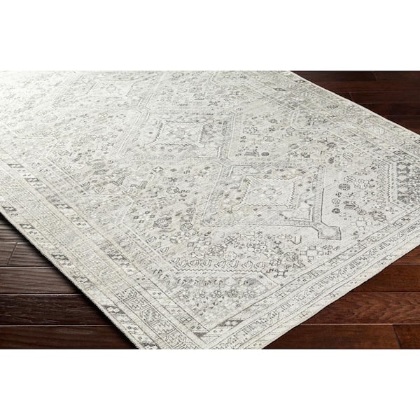 Amaka Medium Gray/Ceam Medallion 2 ft. x 3 ft. Machine-Washable Indoor Area Rug