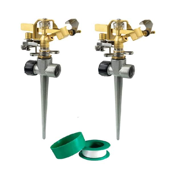 5800 sq. ft. Pulsating Sprinkler with Brass Head and Spike Base (2 Pack)