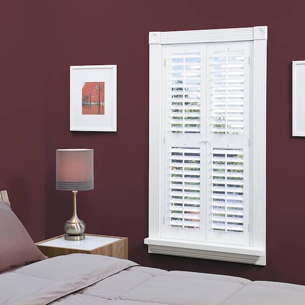 HOME basics White 2-1/4 in. Plantation Faux Wood Interior Shutter 23 to 25 in. W x 74 in. L