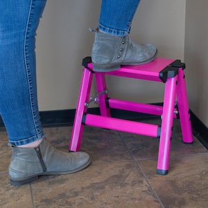 1-Step Aluminum Folding Stool with 330 lbs. Load Capacity in Neon Pink (2-Pack)