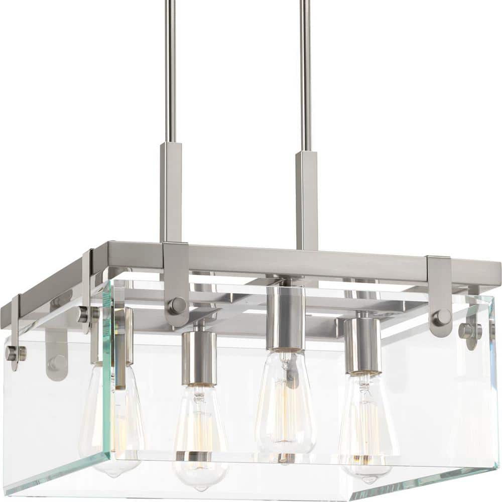 Modern Glayse 16.75" Brushed Nickel Beveled Glass Light Fixture