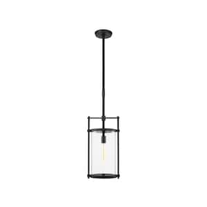 Eastham 10 in. W x 28.75 in. H 1-Light Textured Black Dimmable Outdoor Pendant Light with Clear Glass Shade and No Bulbs