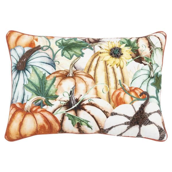 HomeRoots Orange, Ivory Abstract Polyester 14 in. x 20 in. Throw Pillow