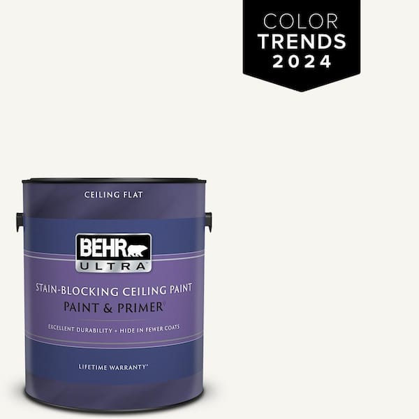 BEHR ULTRA 1 gal. Designer Collection #DC-001 Whipped Cream Ceiling Flat Interior Paint & Primer